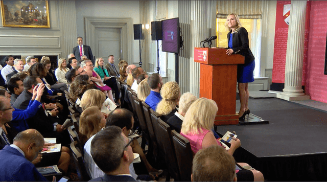 April Armstrong speaking at Harvard
