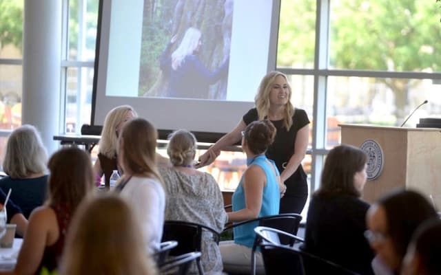 April Armstrong speaking at JMU